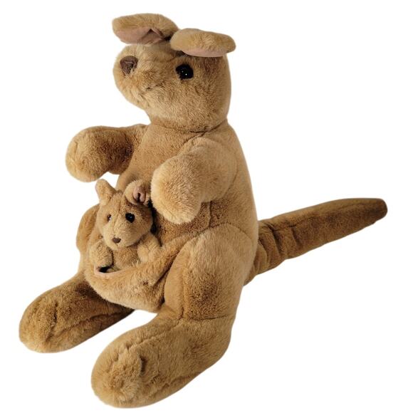 1987 Whatchamacallits Kangaroo Plush with Joey 26 x 17" Brown Stuffed Animal VTG